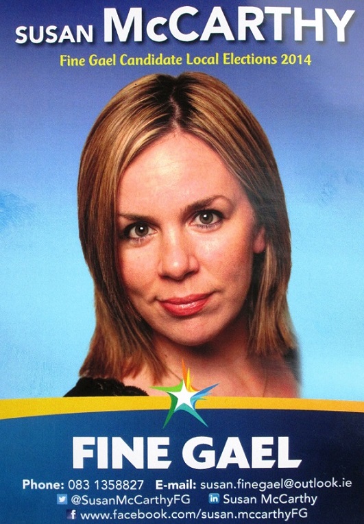 A leaflet from Susan McCarthy who is running for Fine Gael in <b>East Cork</b> for <b>...</b> - smccarthyfg1