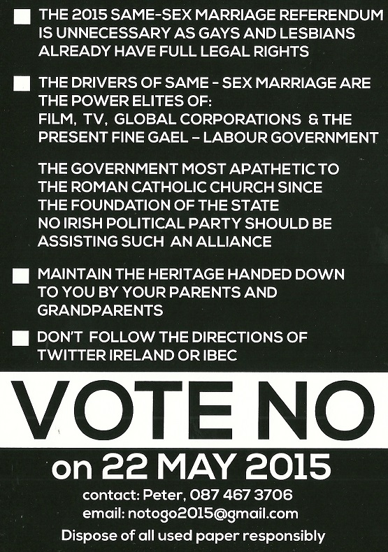 Vote No leaflet from notogo2015��� from the Marriage Equality.